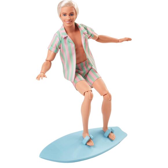 Barbie The Movie Ken Doll Wearing Pastel Striped Beach Matching Set 2023 New - Picture 9 of 10